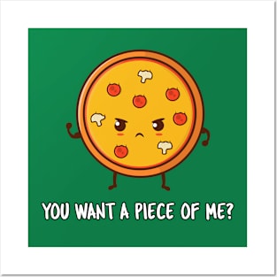 Funny Tough Pizza Cartoon - Humor Cute Graphic Posters and Art